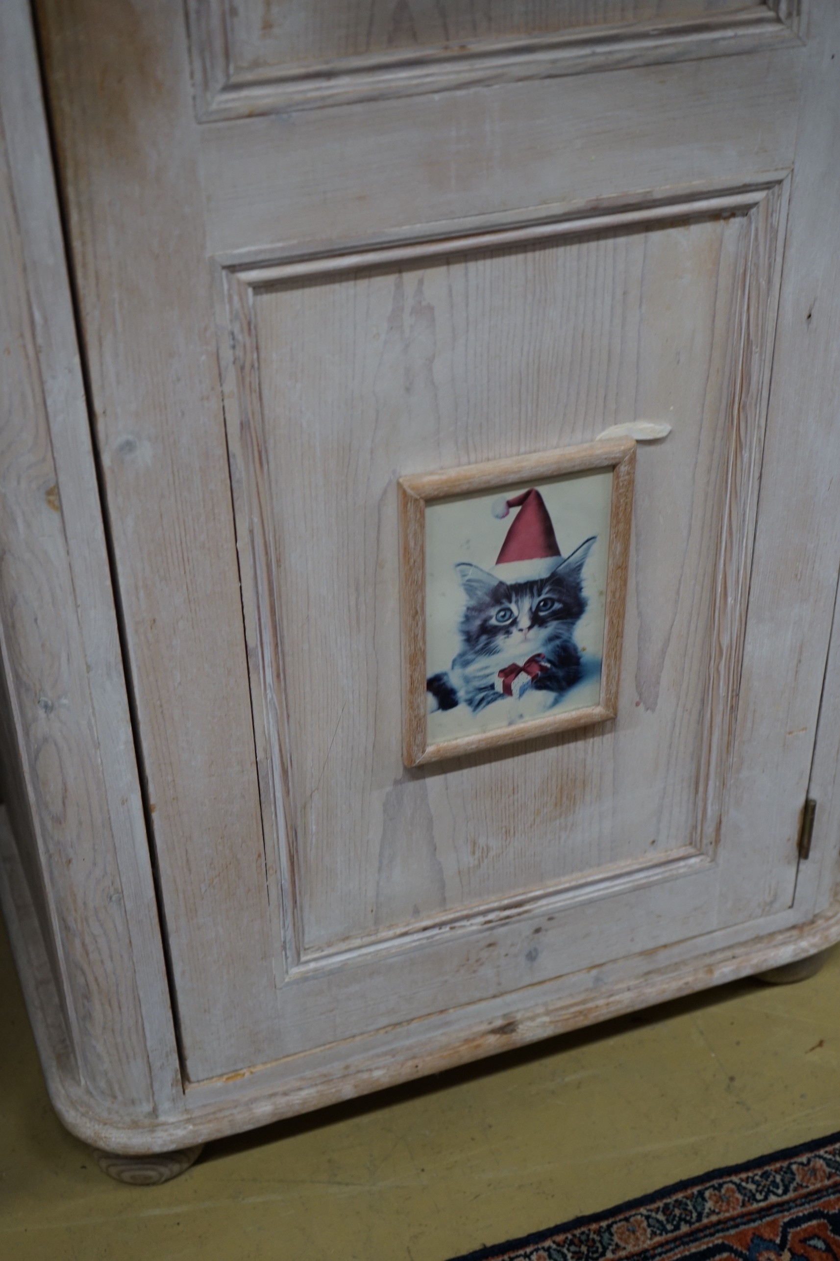 A Victorian style painted pine hall cupboard, width 59cm, depth 37cm, height 183cm